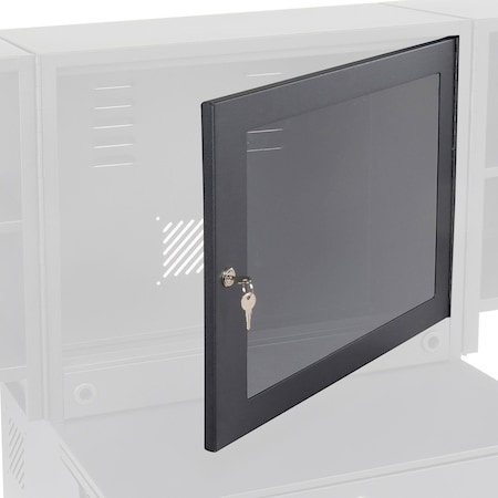 Global Industrial Optional Door with Acrylic Window For Fold-Out Computer Cabinet, Black 436912